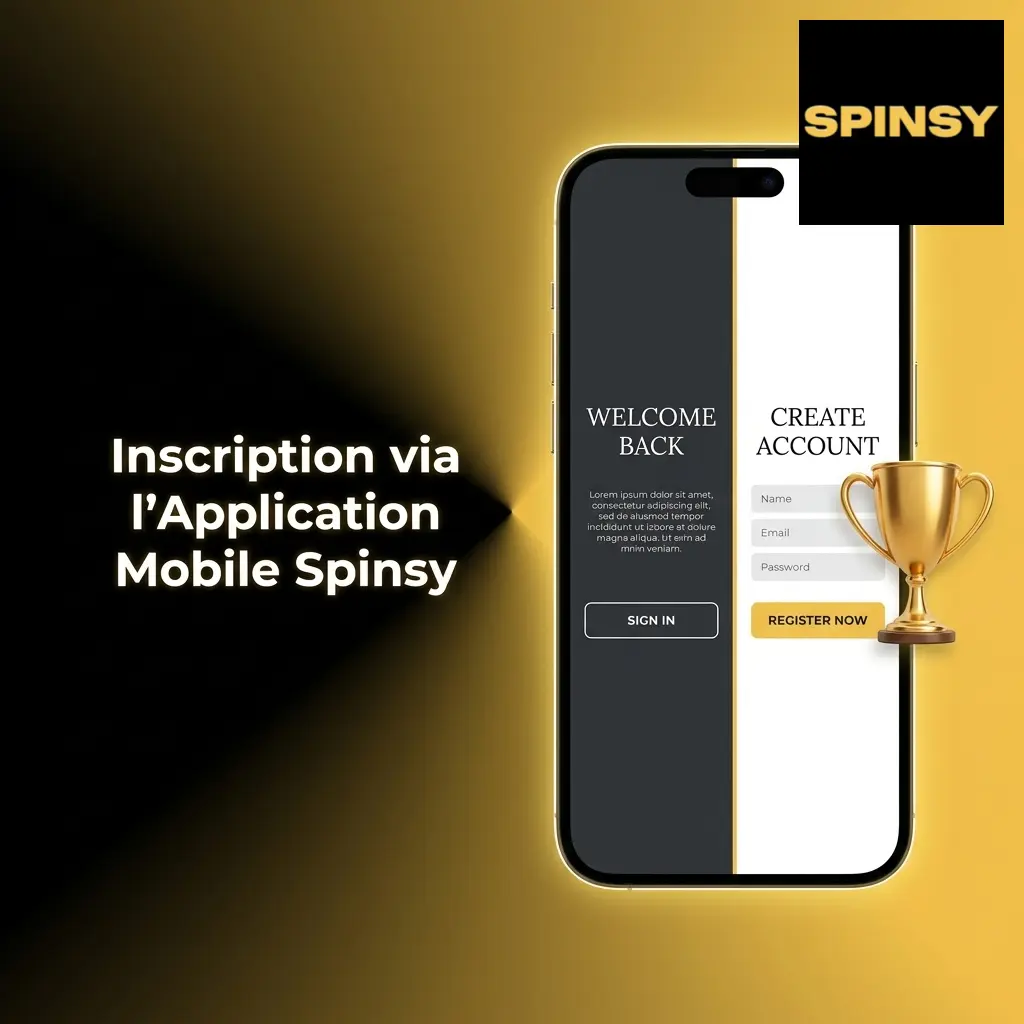 Application mobile Spinsy — écran d'inscription sur smartphone